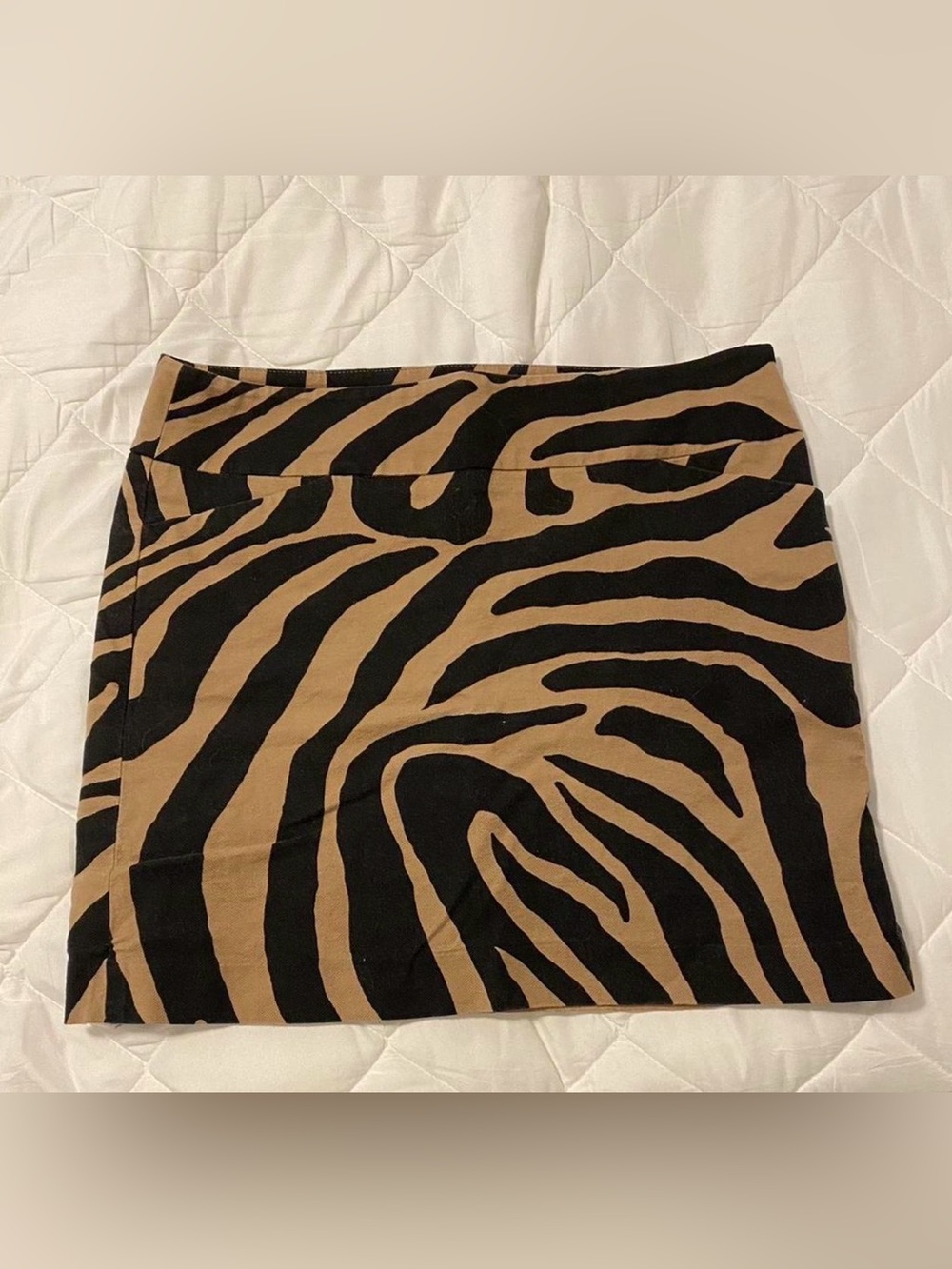 LOFT Zebra-Print Mini Skirt - Black and Tan